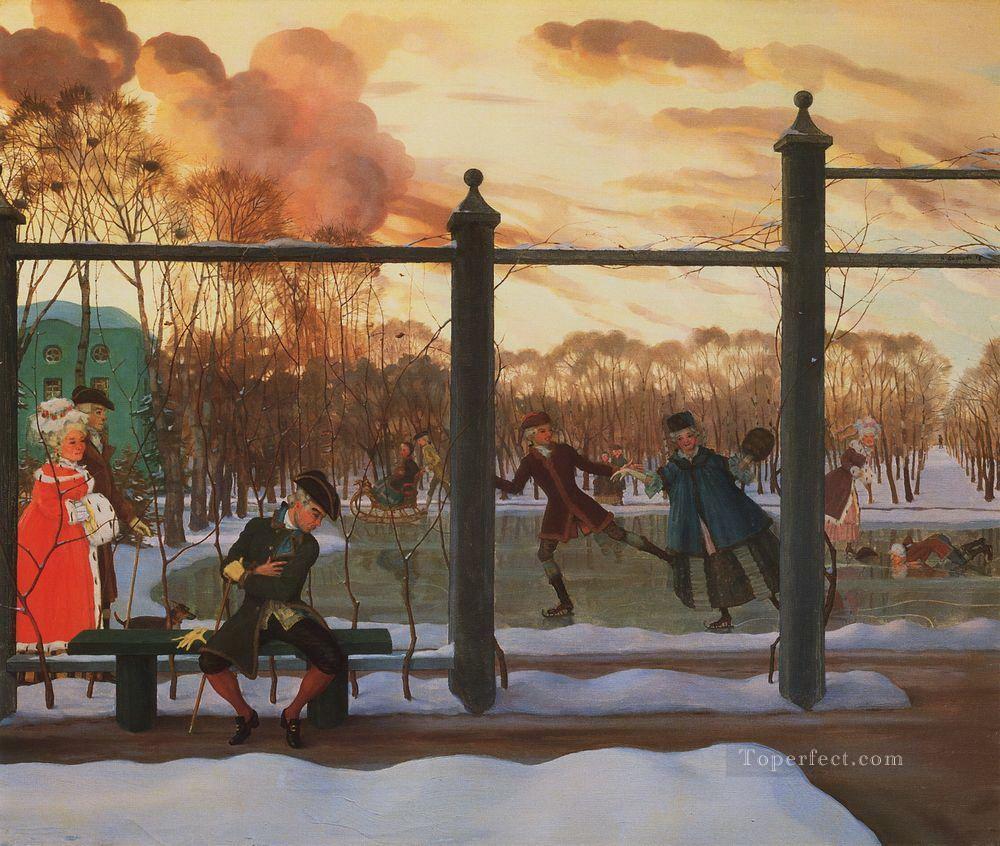 skating rink in winter 1915 Konstantin Somov Oil Paintings